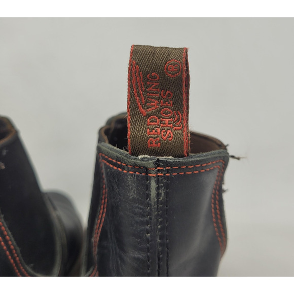 VTG Red Wing Shoes Boots 10.5D Black Leather Chelsea Rancher Workwear USA Ankle - Picture 8 of 13